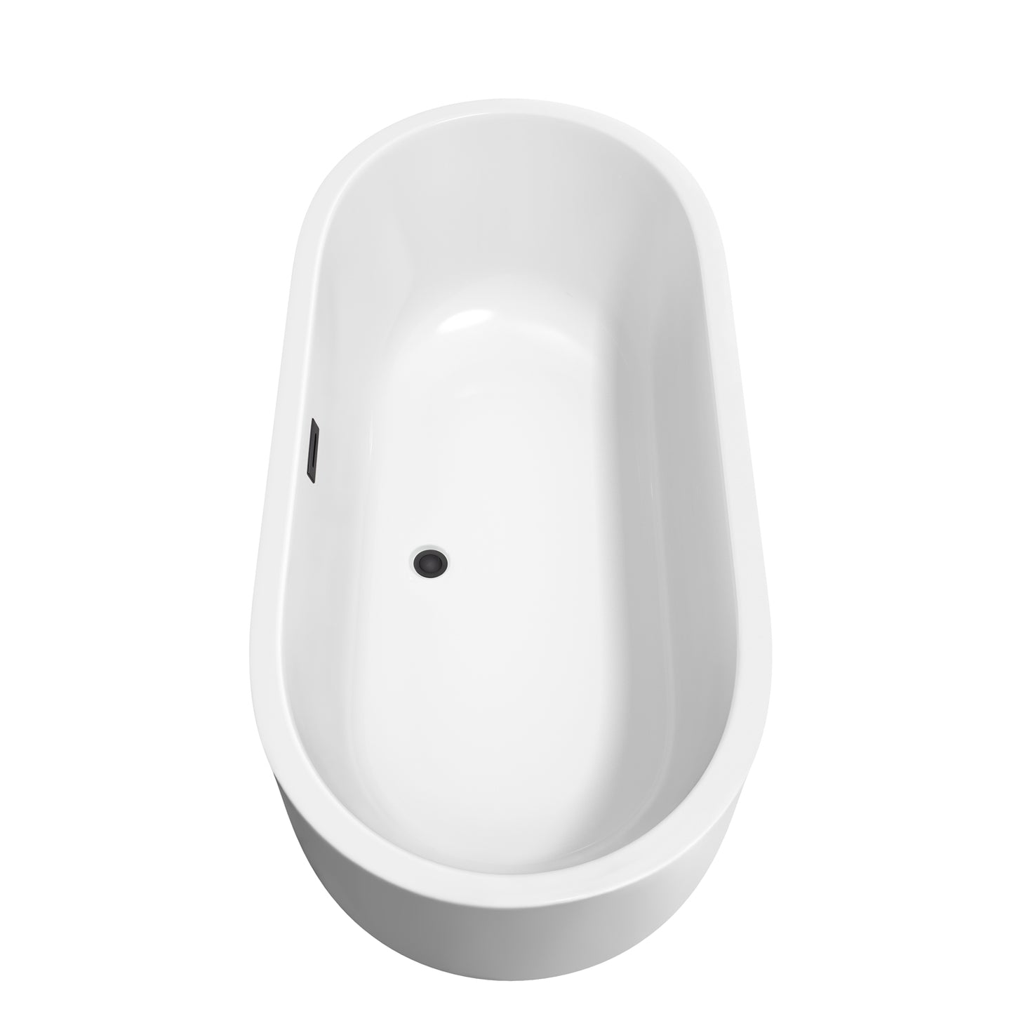 Wyndham Collection Juliette 67 Inch Freestanding Bathtub in White with Floor Mounted Faucet, Drain and Overflow Trim in Matte Black - Luxe Bathroom Vanities
