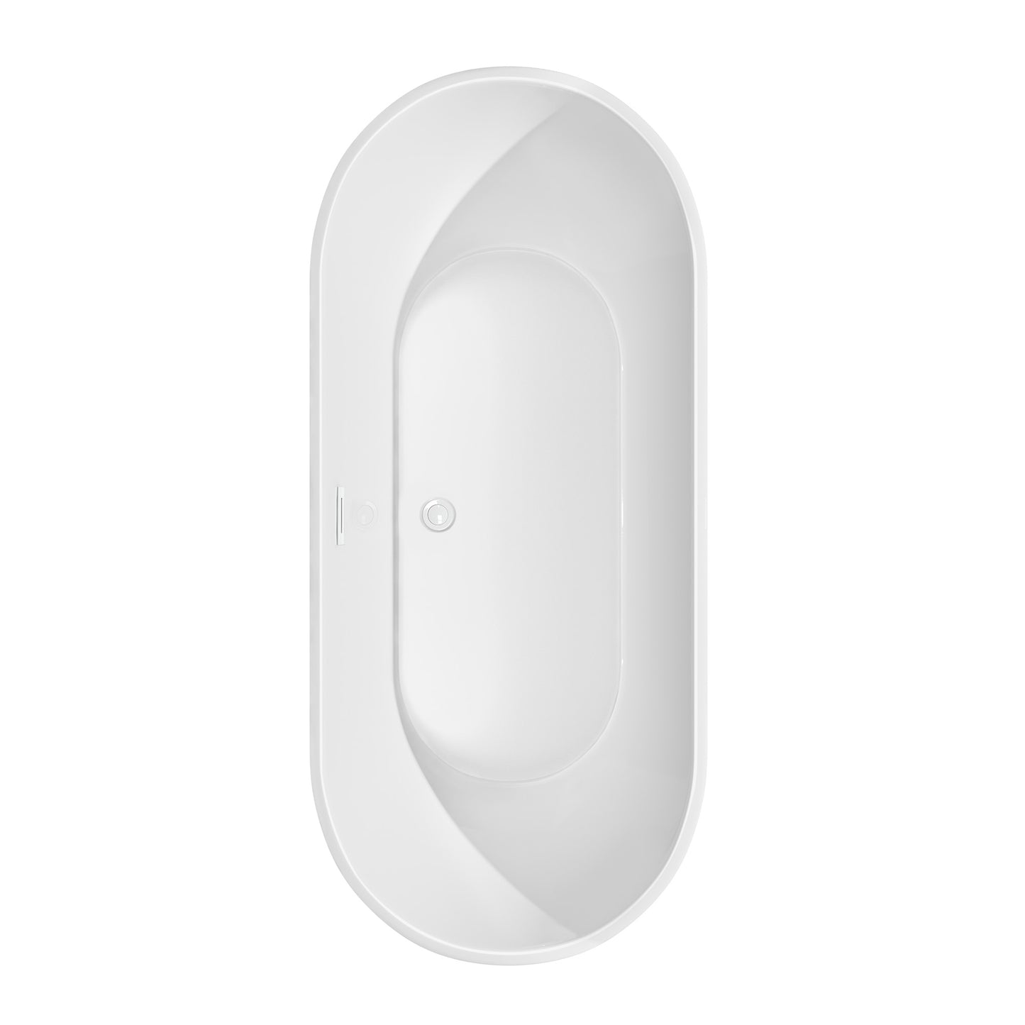Wyndham Collection Brooklyn 67 Inch Freestanding Bathtub in White with Floor Mounted Faucet, Drain ,Overflow Trim - Luxe Bathroom Vanities