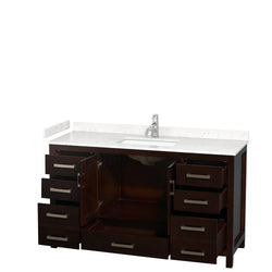 Wyndham Collection Sheffield 60 Inch Single Bathroom Vanity in Espresso, Marble Countertop, Undermount Square Sink, 58 Inch Mirror - Luxe Bathroom Vanities