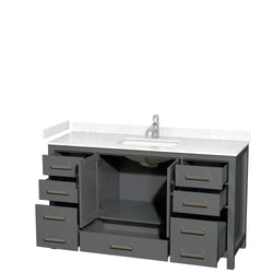 Wyndham Collection Sheffield 60 Inch Single Bathroom Vanity in Dark Gray, Marble Countertop, Undermount Square Sink, 58 Inch Mirror - Luxe Bathroom Vanities