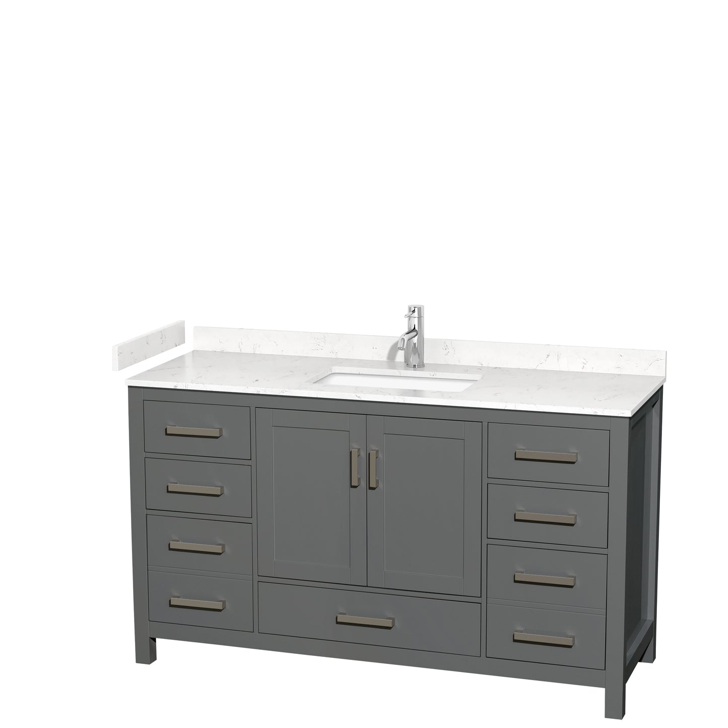 Wyndham Collection Sheffield 60 Inch Single Bathroom Vanity in Dark Gray, Marble Countertop, Undermount Square Sink, 58 Inch Mirror - Luxe Bathroom Vanities