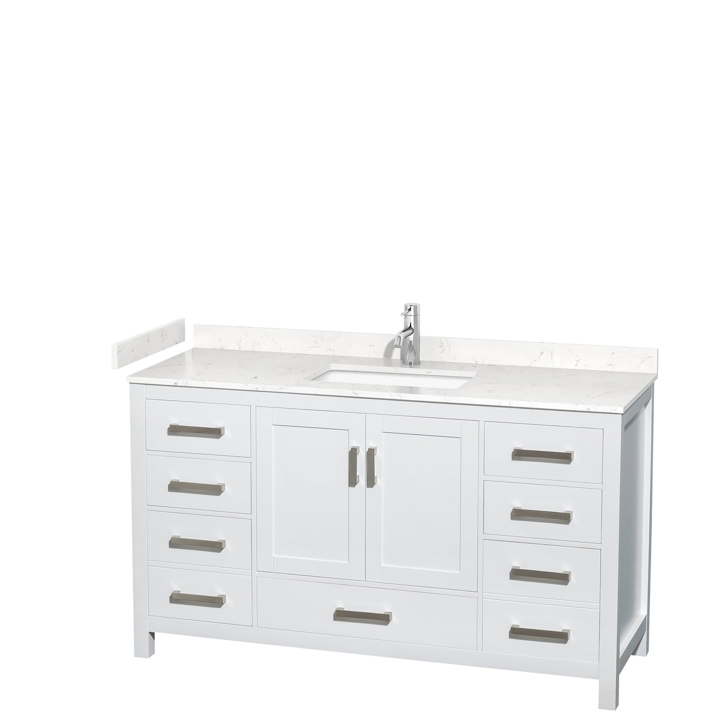 Wyndham Collection Sheffield 60 Inch Single Bathroom Vanity in White, Marble Countertop, Undermount Square Sink, 58 Inch Mirror - Luxe Bathroom Vanities