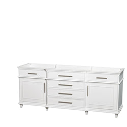 Wyndham Collection Berkeley 80 Inch Double Bathroom Vanity in White, No Countertop, No Sinks - Luxe Bathroom Vanities