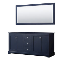 Wyndham Avery 72 Inch Double Bathroom Vanity in Dark Blue, No Countertop, No Sinks, Polished Chrome Trim - Luxe Bathroom Vanities