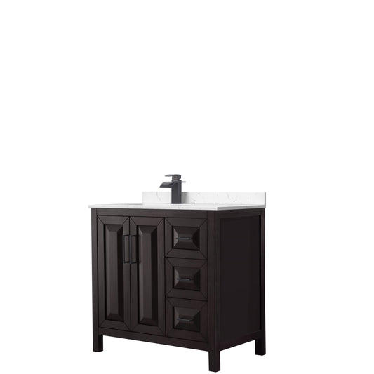 Wyndham Collection Daria 36 Inch Single Bathroom Vanity, Marble Countertop, Undermount Square Sink - Luxe Bathroom Vanities