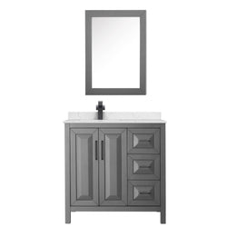 Wyndham Collection Daria 36 Inch Single Bathroom Vanity, Marble Countertop, Undermount Square Sink, Medicine Cabinet - Luxe Bathroom Vanities