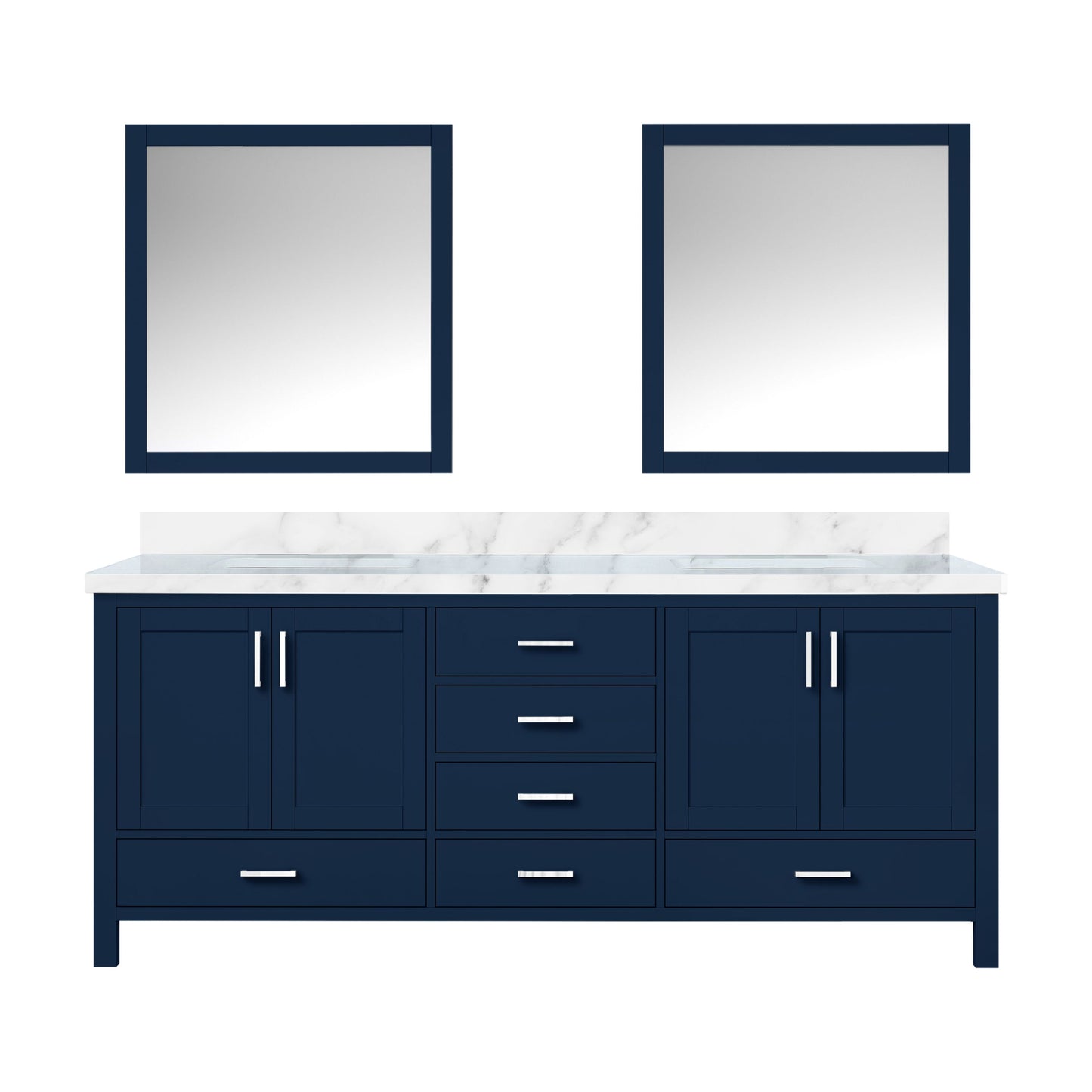 Lexora Collection Jacques 80 inch Double Bath Vanity, Top, and 30 inch Mirrors - Luxe Bathroom Vanities