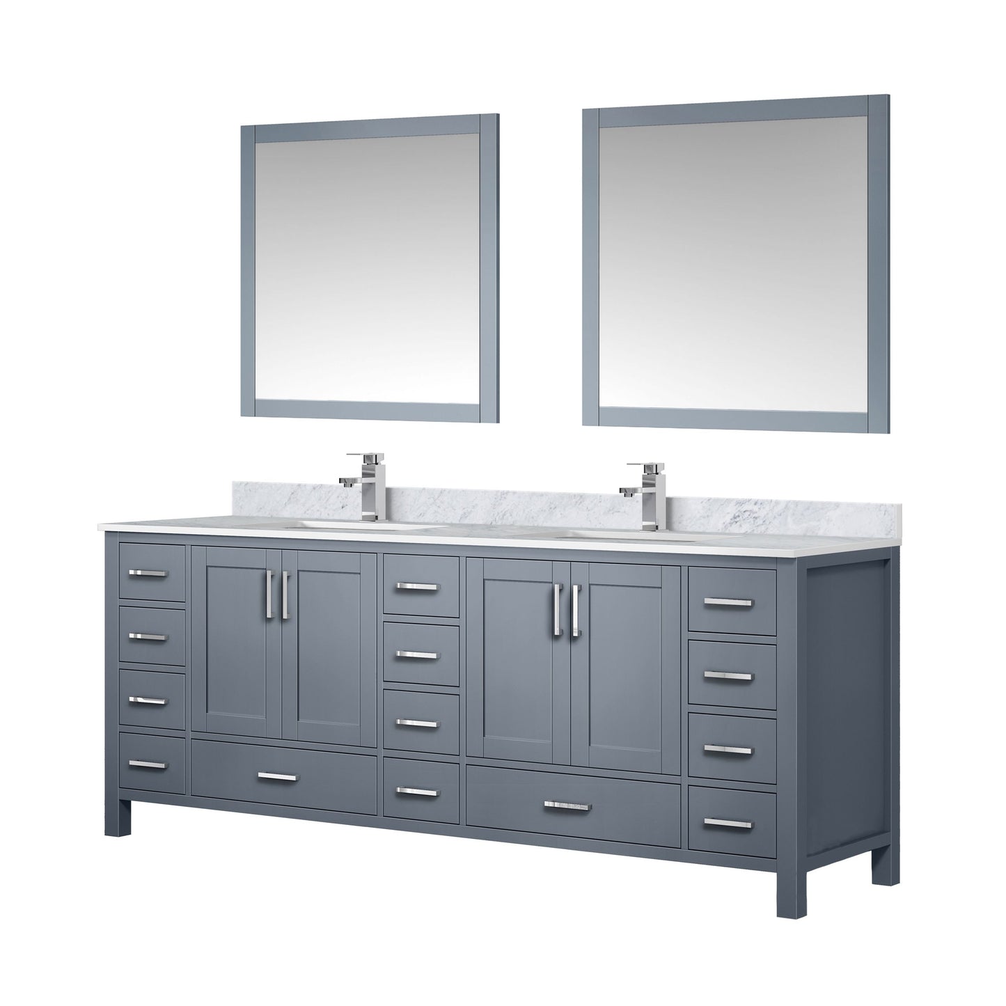 Lexora Collection Jacques 84 inch Double Bath Vanity, Top, Faucet Set, and 34 inch Mirrors - Luxe Bathroom Vanities