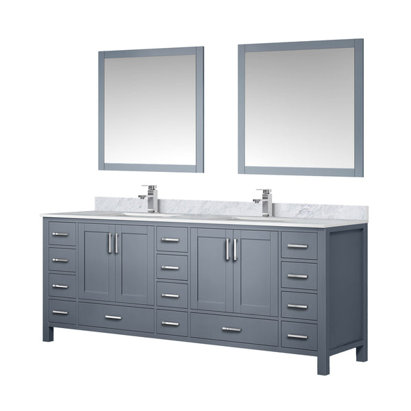 Lexora Collection Jacques 84 inch Double Bath Vanity, Top, Faucet Set, and 34 inch Mirrors - Luxe Bathroom Vanities