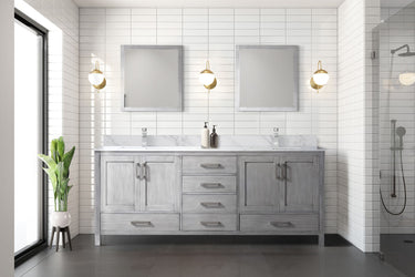 Lexora Collection Jacques 80 inch Double Bath Vanity, Top, Faucet Set, and 30 inch Mirrors - Luxe Bathroom Vanities