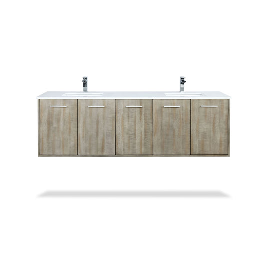 Lexora Collection Fairbanks 72 inch Rustic Acacia Double Bath Vanity, Cultured Marble Top and  Faucet Set - Luxe Bathroom Vanities