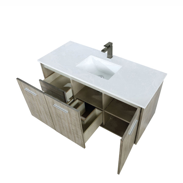 Lexora Collection Fairbanks 48 inch Rustic Acacia Bath Vanity, Cultured Marble Top and Faucet Set - Luxe Bathroom Vanities