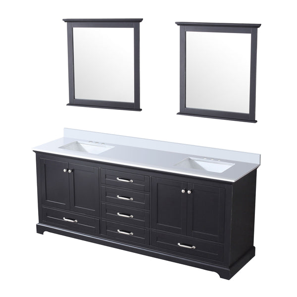 Lexora Collection Dukes 80 inch Double Bath Vanity, Top, and 30 inch Mirrors - Luxe Bathroom Vanities