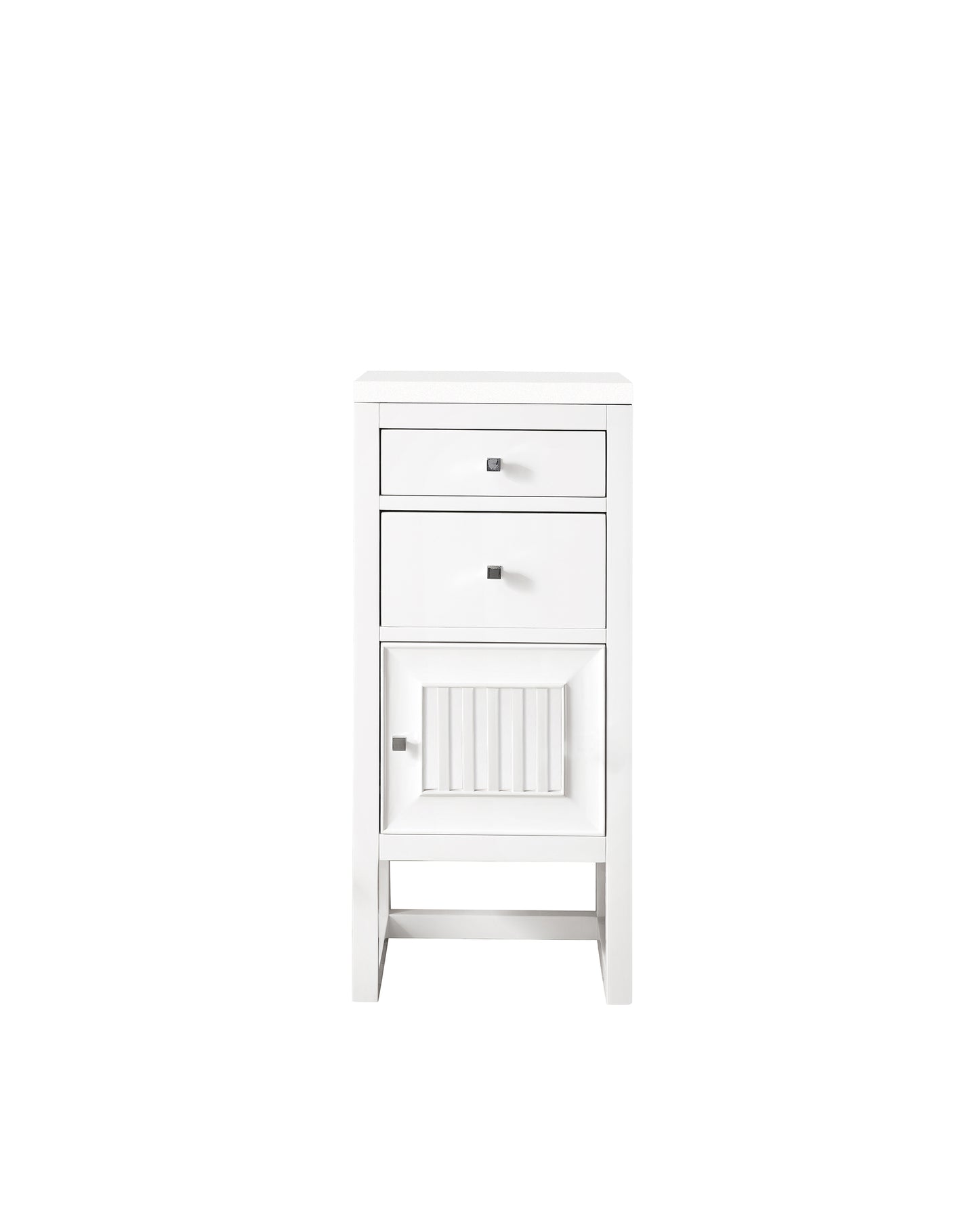 James Martin Athens 15" Base Cabinet with Drawers and Right Door, Glossy White with 3 CM White Zeus Quartz Top - Luxe Bathroom Vanities