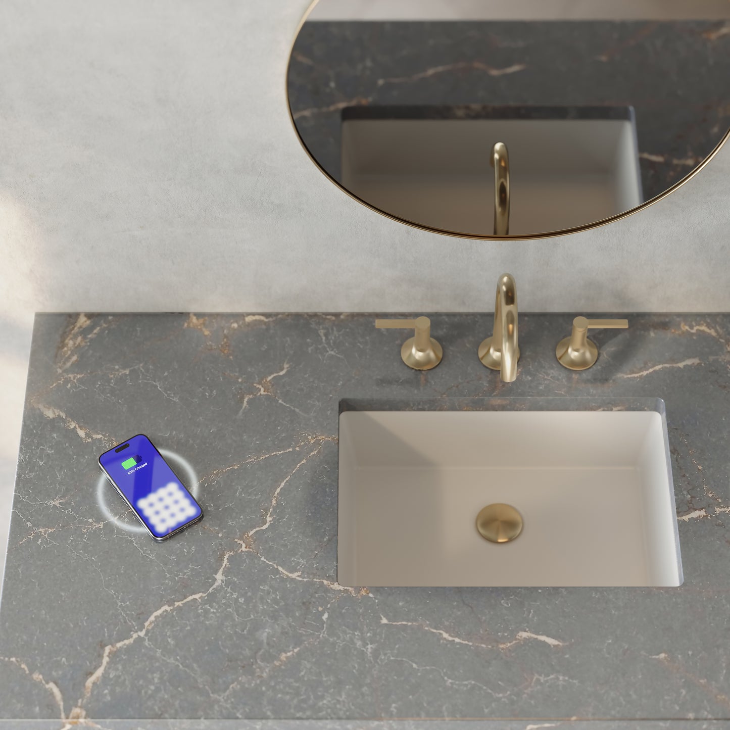 James Martin Laurent 48" Single Vanity with 3 CM Countertop & FreePower Wireless Charger