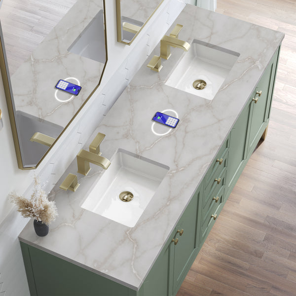 James Martin Chicago 72" Double Vanity with 3 CM Countertop & FreePower Wireless Charger