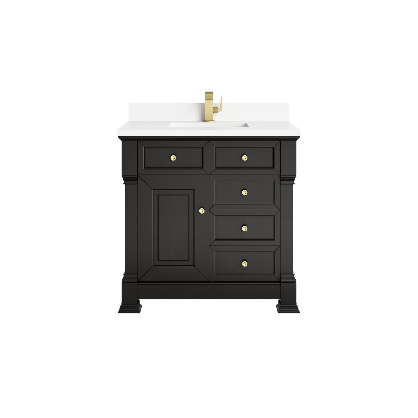 James Martin Brookfield 36" Single Vanity, Black Onyx with 3 CM Countertop - Luxe Bathroom Vanities