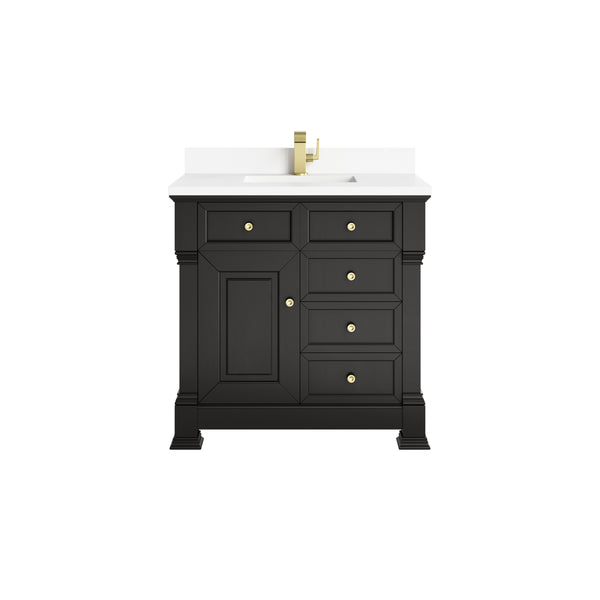 James Martin Brookfield 36" Single Vanity, Black Onyx with 3 CM Countertop - Luxe Bathroom Vanities