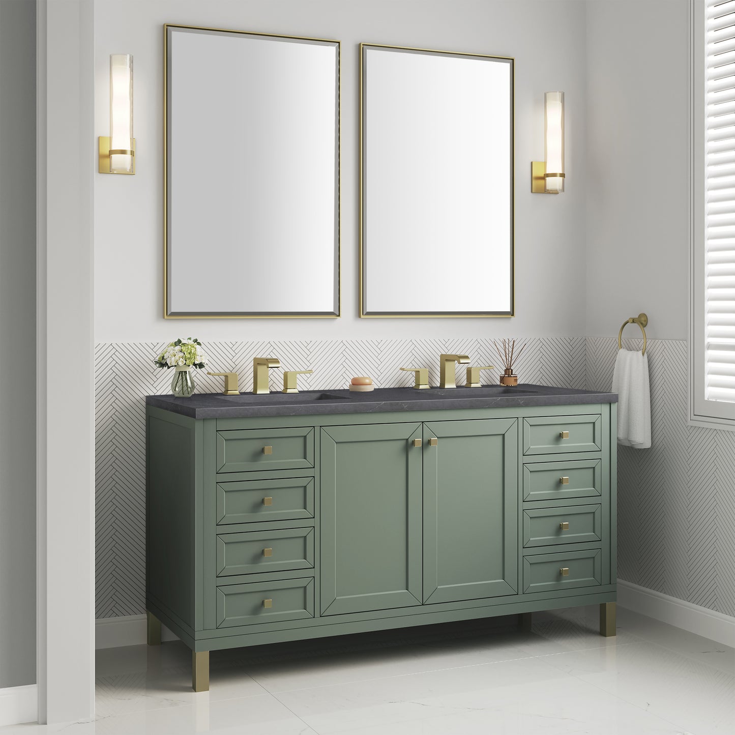 James Martin Chicago 60" Double Vanity with 3 CM Countertop