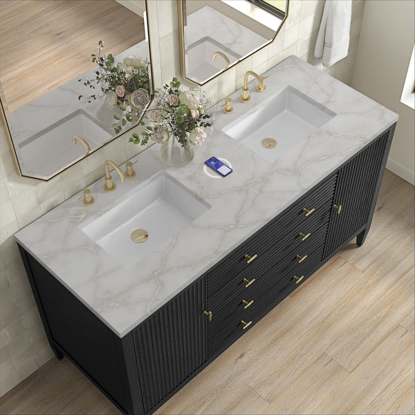 James Martin Myrrin 60" Double Vanity with 3 CM Countertop & FreePower Wireless Charger