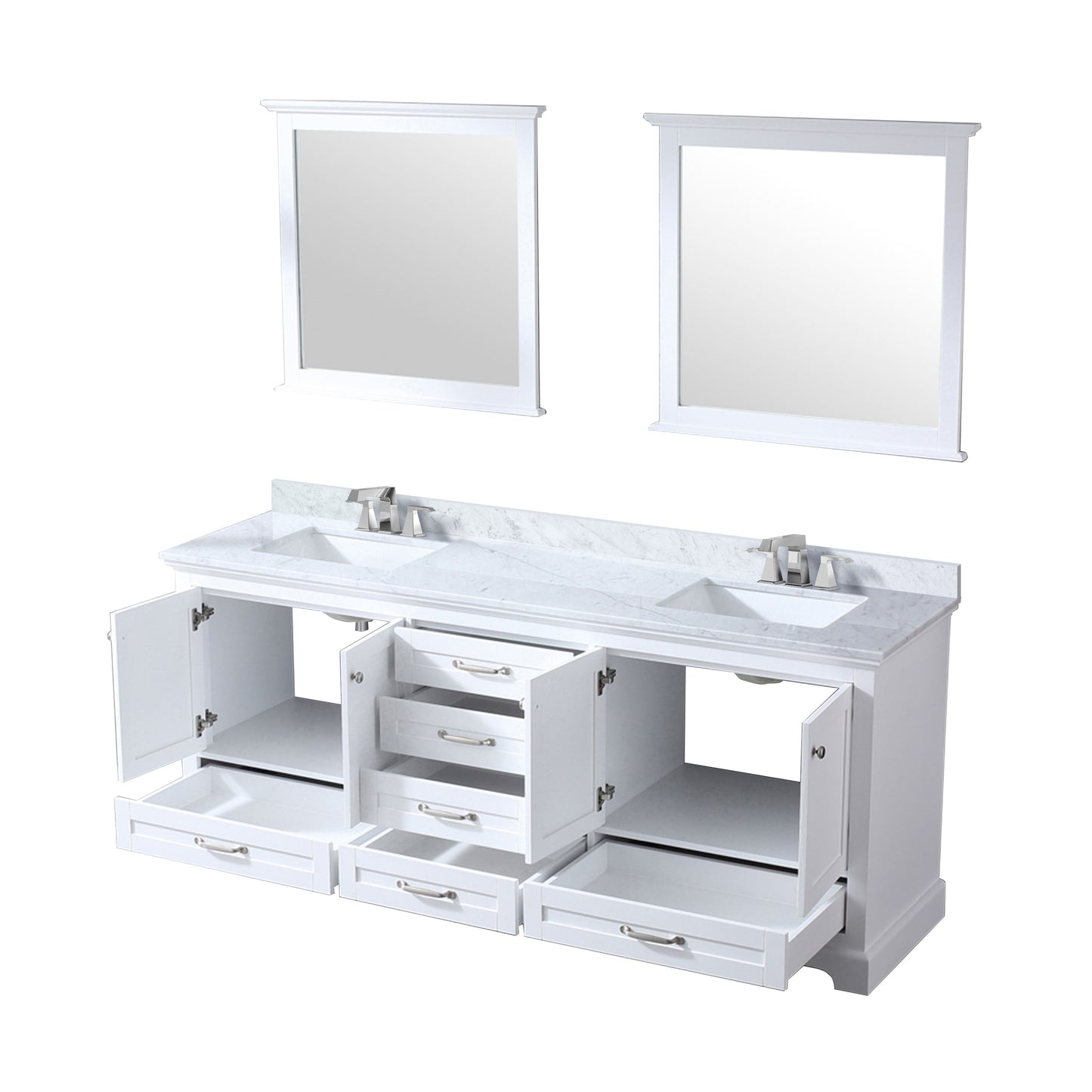 Lexora Collection Dukes 80 inch Double Bath Vanity, Top, Faucet Set, and 30 inch Mirrors - Luxe Bathroom Vanities