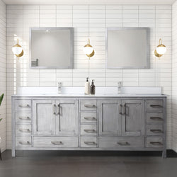 Lexora Collection Jacques 84 inch Double Bath Vanity, Top, and 34 inch Mirrors Set - Luxe Bathroom Vanities