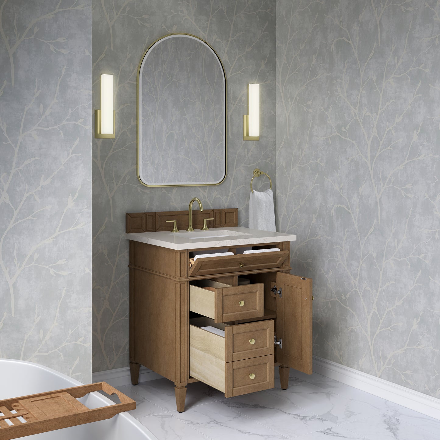 James Martin Brittany 30" Single Vanity with 3 CM Countertop