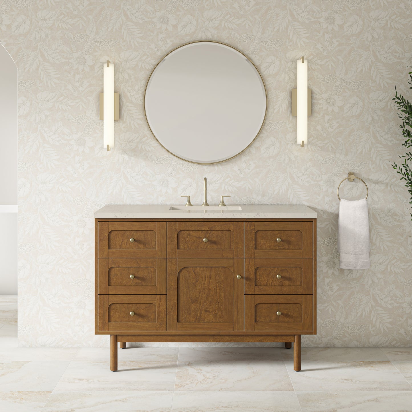James Martin Laurent 48" Single Vanity with 3 CM Countertop & FreePower Wireless Charger