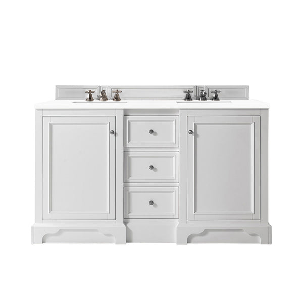 James Martin De Soto 60" Bright White Double Vanity with 3 CM Countertop - Luxe Bathroom Vanities