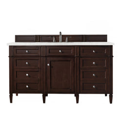 James Martin Brittany 60" Single Vanity with 3 CM Countertop & FreePower Wireless Charger