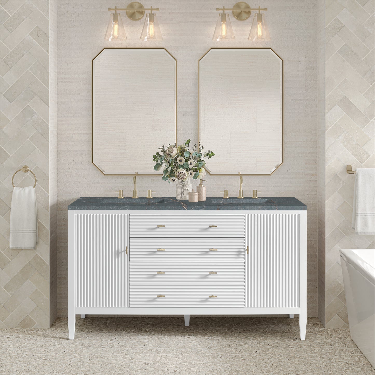 James Martin Myrrin 60" Double Vanity with 3 CM Countertop