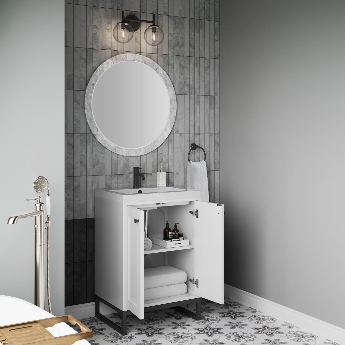 James Martin Chianti Single Vanity with White Glossy Composite Stone Top