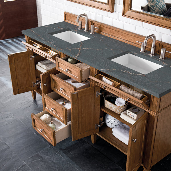 James Martin Brittany 72" Double Vanity with 3 CM Countertop & FreePower Wireless Charger