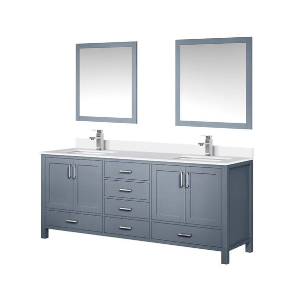 Lexora Collection Jacques 80 inch Double Bath Vanity, Top, Faucet Set, and 30 inch Mirrors - Luxe Bathroom Vanities