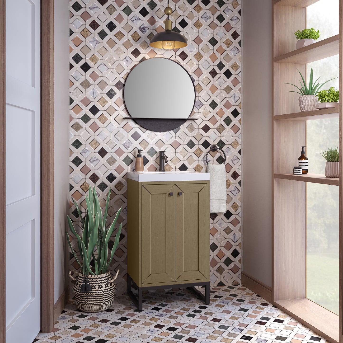 James Martin Chianti Single Vanity with White Glossy Composite Stone Top
