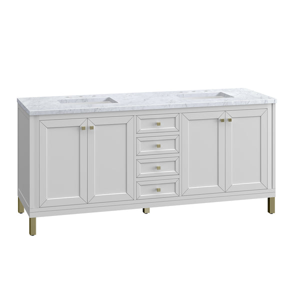 James Martin Chicago 72" Double Vanity, Glossy White - Luxe Bathroom Vanities