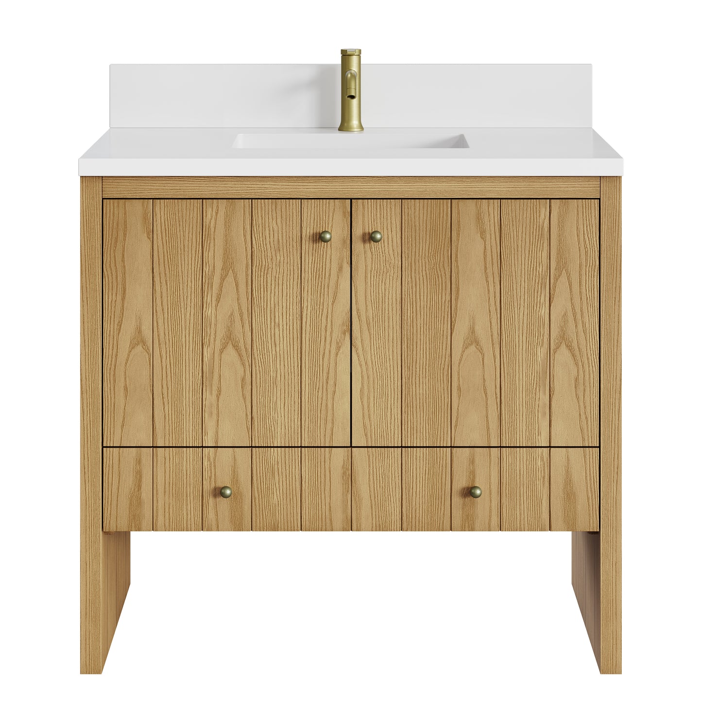 James Martin Hudson 36" Single Vanity with Single Hole 3 CM White Zeus Silestone Top and Matching Backsplash