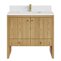 James Martin Hudson 36" Single Vanity with Single Hole 3 CM White Zeus Silestone Top and Matching Backsplash