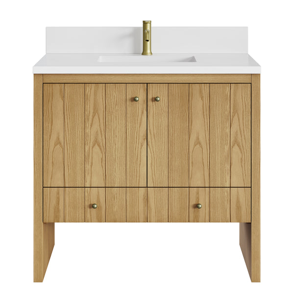 James Martin Hudson 36" Single Vanity with Single Hole 3 CM White Zeus Silestone Top and Matching Backsplash