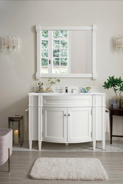 James Martin Brittany 46" Single Vanity, Bright White with 3CM Top - Luxe Bathroom Vanities