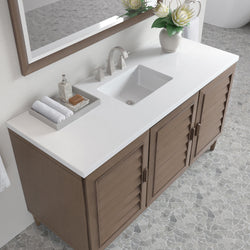 James Martin Portland 60" Single Vanity Whitewashed Walnut with 3 CM Countertop
