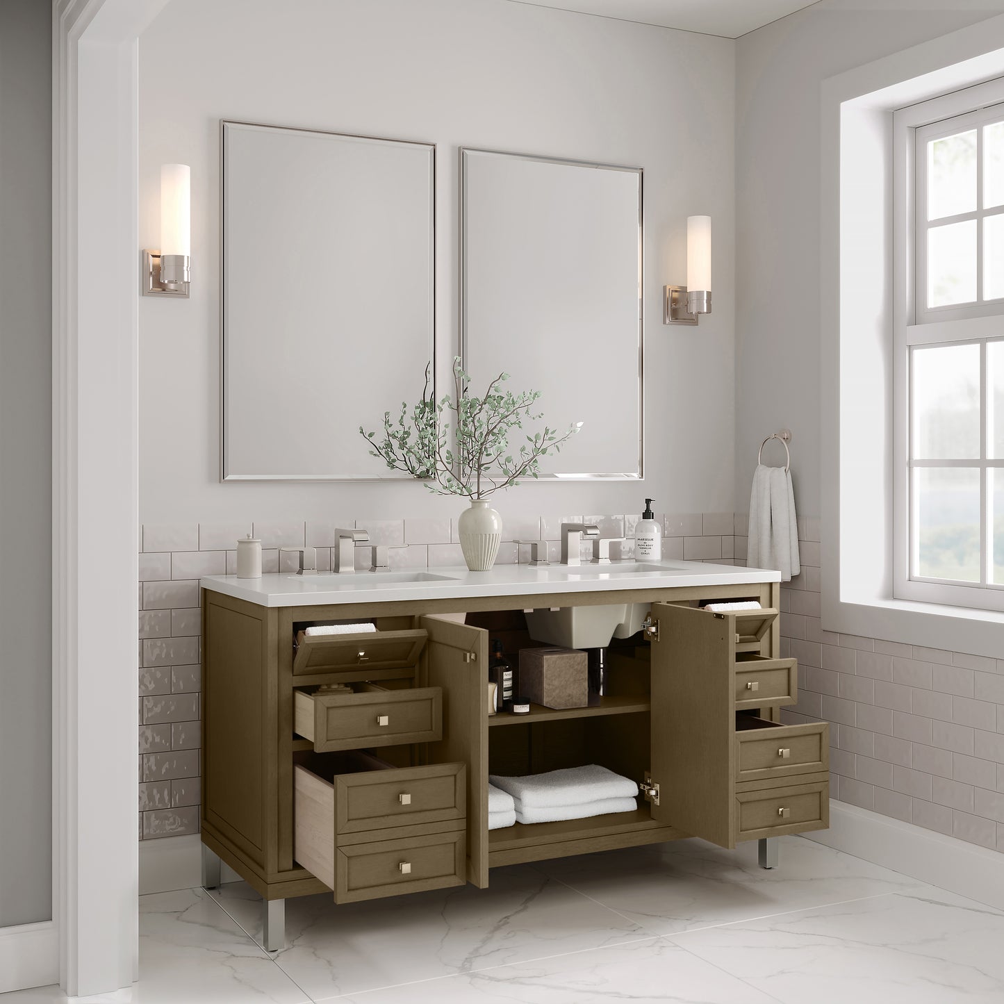 James Martin Chicago 60" Double Vanity with 3 CM Countertop