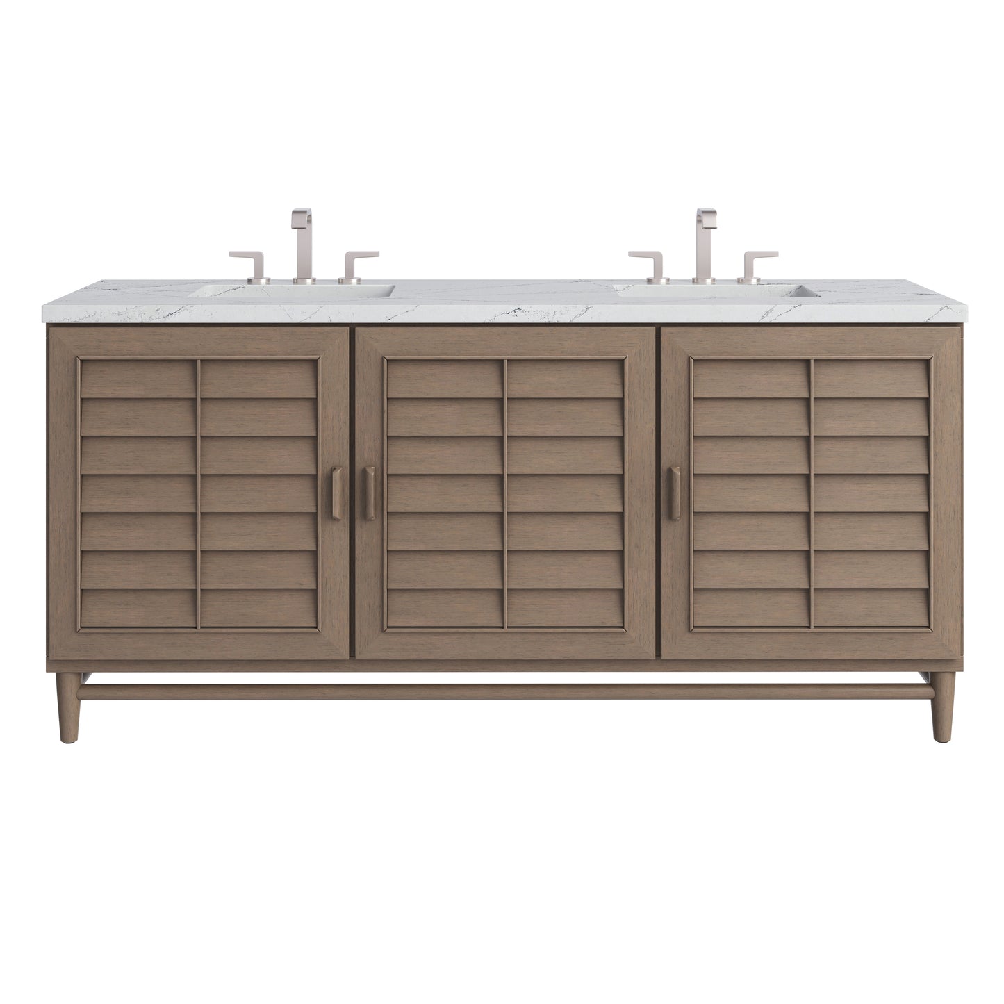James Martin Portland 72" Double Vanity Whitewashed Walnut with 3 CM Countertop & FreePower Wireless Charger