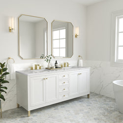 James Martin Chicago 72" Double Vanity, Glossy White - Luxe Bathroom Vanities