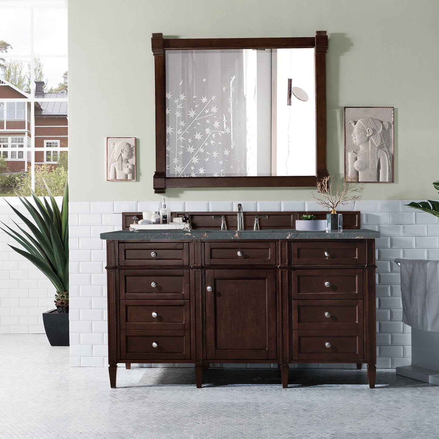 James Martin Brittany 60" Single Vanity with 3 CM Countertop & FreePower Wireless Charger