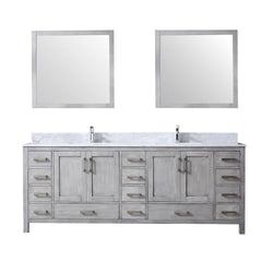 Lexora Collection Jacques 84 inch Double Bath Vanity, Top, Faucet Set, and 34 inch Mirrors - Luxe Bathroom Vanities