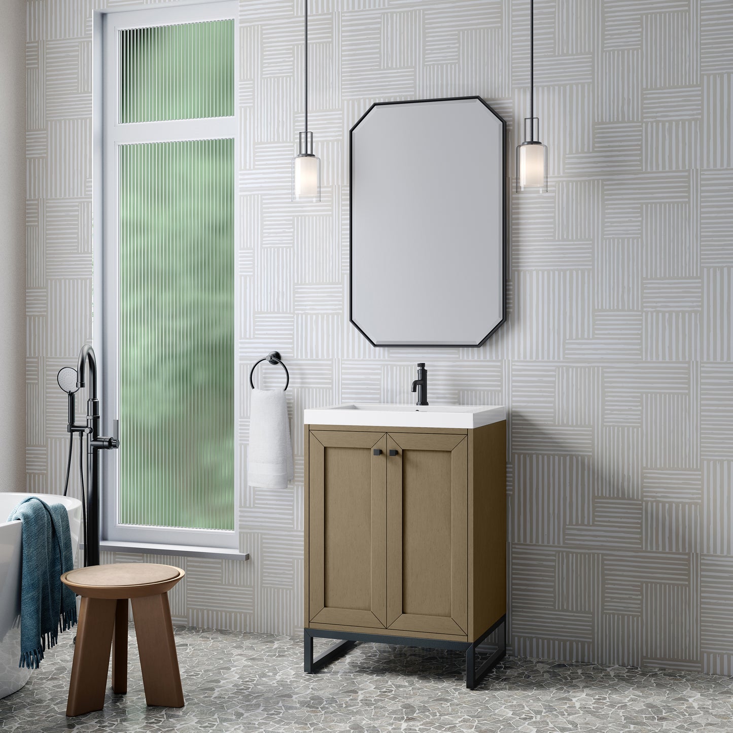 James Martin Chianti Single Vanity with White Glossy Composite Stone Top