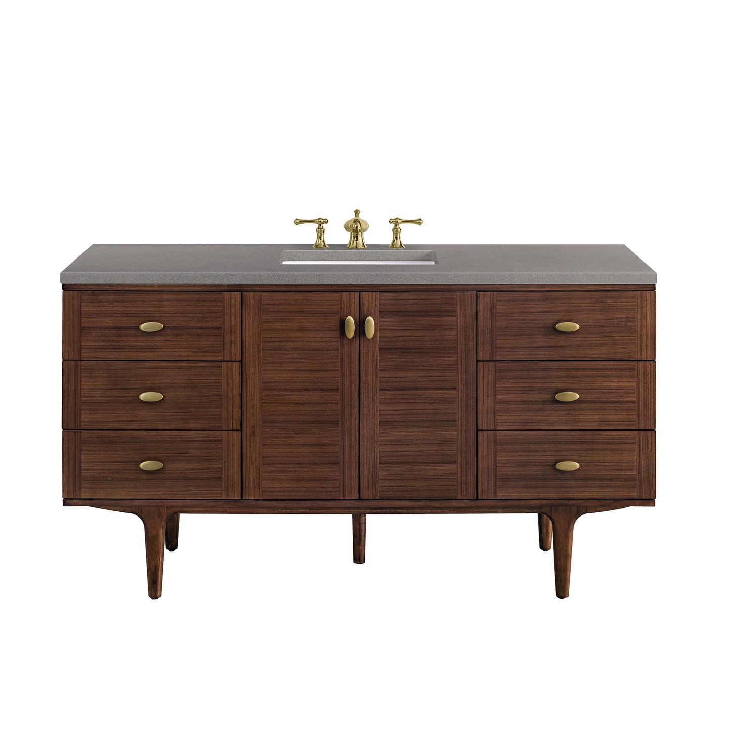 James Martin Amberly 60" Single Vanity, Mid-Century Walnut