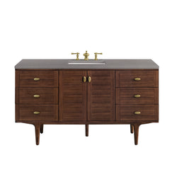 James Martin Amberly 60" Single Vanity, Mid-Century Walnut