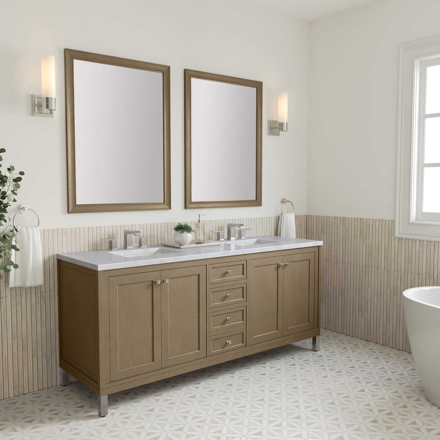 James Martin Chicago 72" Double Vanity with 3 CM Countertop